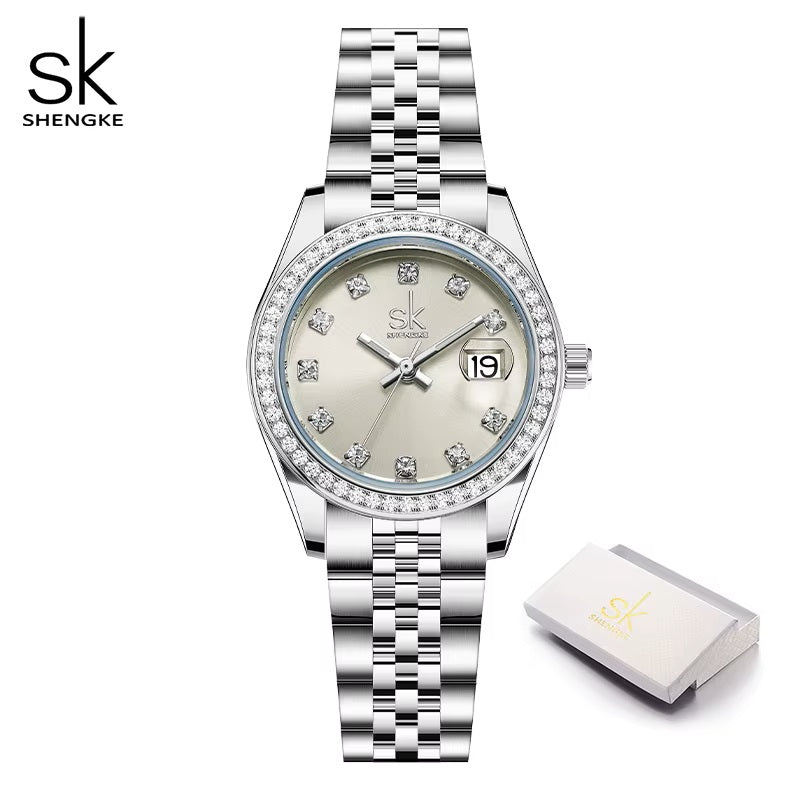 Shengke Luxury Ladies Quartz Watch – Diamante Design, Fashionable Women’s Wristwatch | Top Seller & Perfect Gift