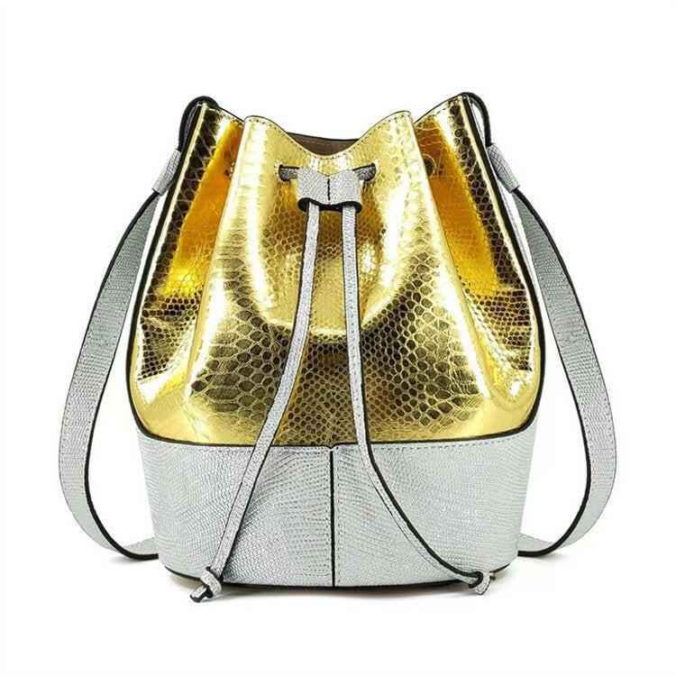 Luxury Snakeskin Leather Bucket Bag – Designer Drawstring Purse