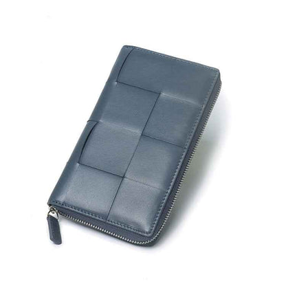 Slim Woven Leather Wallet – Luxury Cowhide Card Purse for Women