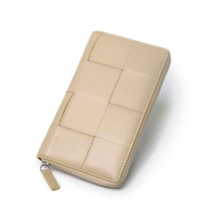 Slim Woven Leather Wallet – Luxury Cowhide Card Purse for Women