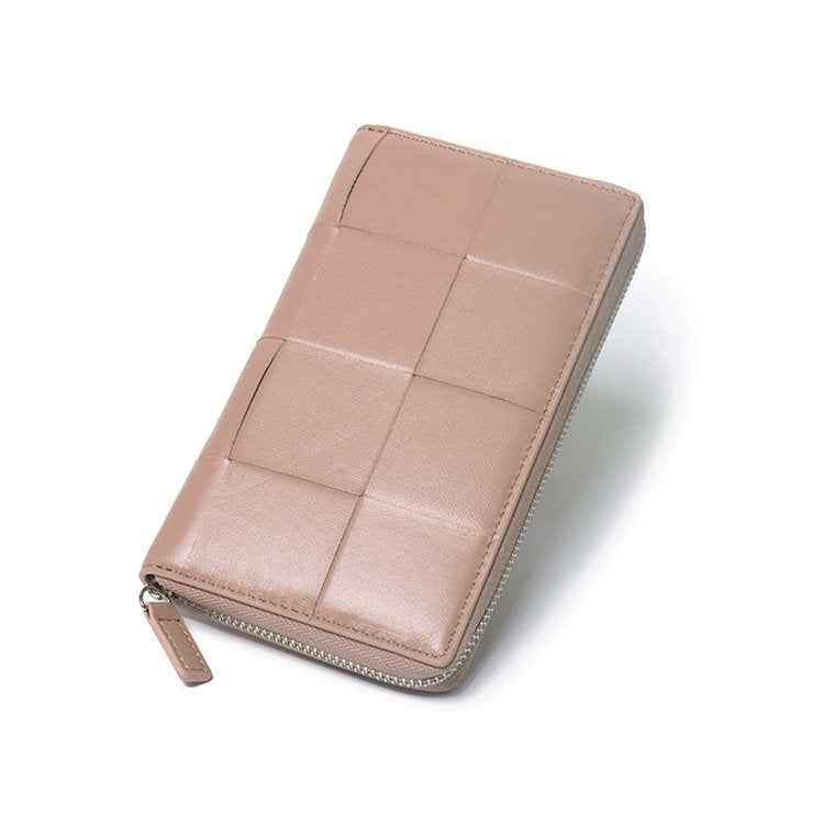 Slim Woven Leather Wallet – Luxury Cowhide Card Purse for Women