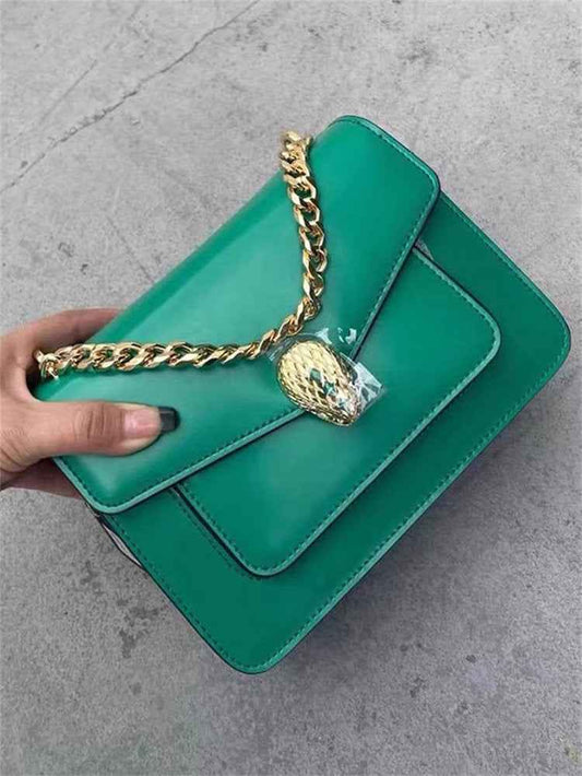 Serpenti Leather Crossbody Bag – Maxi Chain Luxury Designer Bag