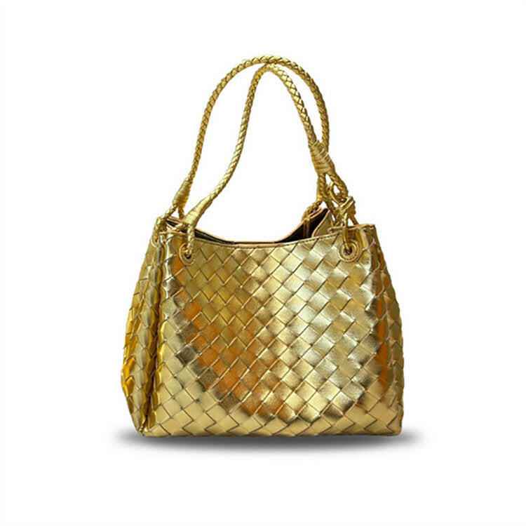 Luxury Woven Leather Tote - Designer-Inspired Bucket Bag