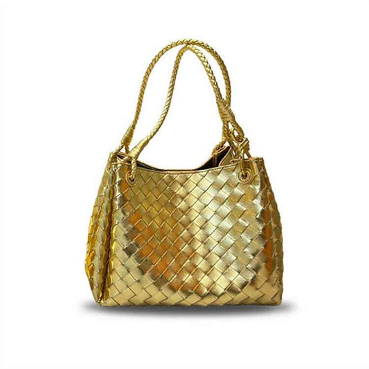 Luxury Woven Leather Tote - Designer-Inspired Bucket Bag
