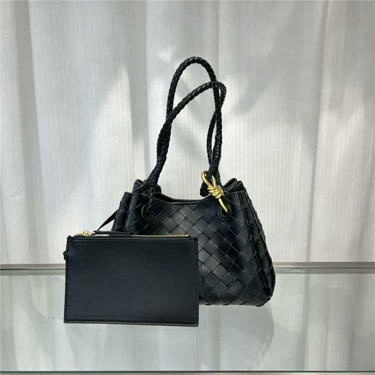 Luxury Woven Leather Tote - Designer-Inspired Bucket Bag