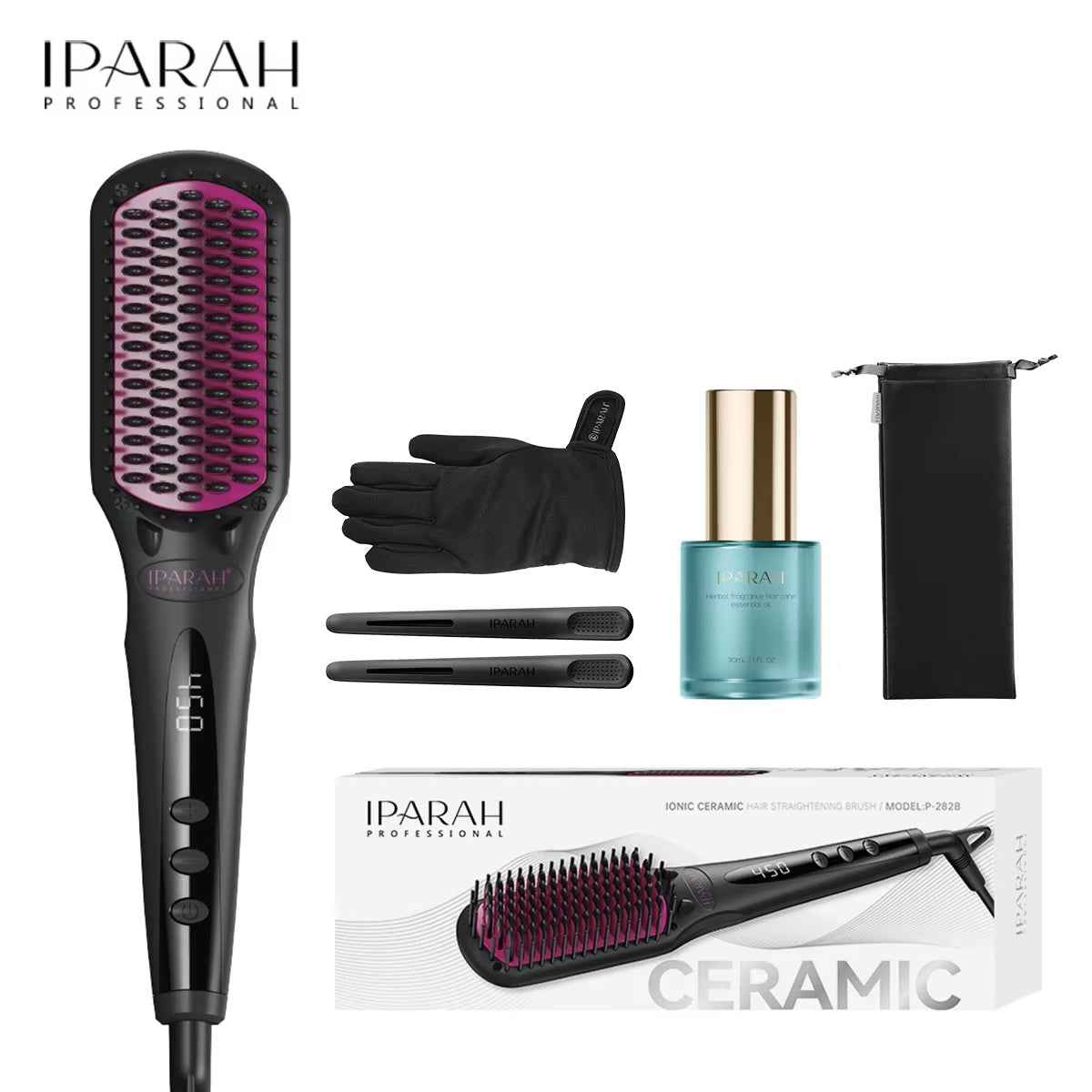 IPARAH P-282 Ionic Hair Straightener Brush | Ceramic Coating Electric