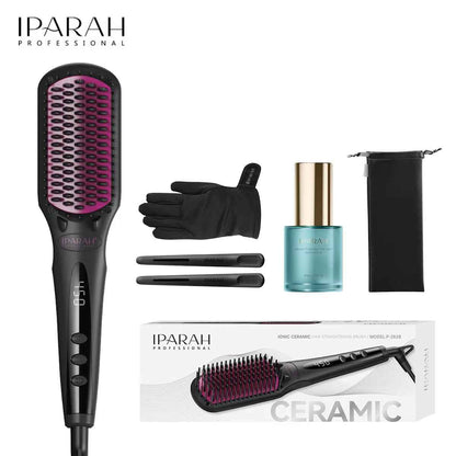 IPARAH P-282 Ionic Hair Straightener Brush | Ceramic Coating Electric