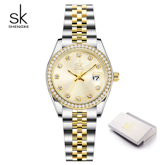 Shengke Luxury Ladies Quartz Watch – Diamante Design, Fashionable Women’s Wristwatch | Top Seller & Perfect Gift