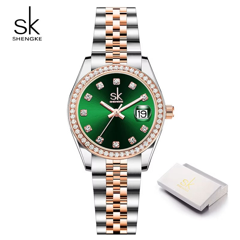 Shengke Luxury Ladies Quartz Watch – Diamante Design, Fashionable Women’s Wristwatch | Top Seller & Perfect Gift