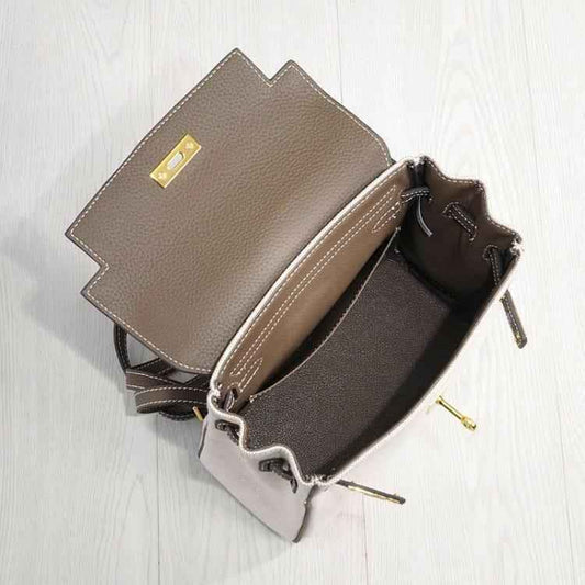 Luxury Leather Backpack Tote - Vintage Kelly-Inspired Design for Elegant Carrying