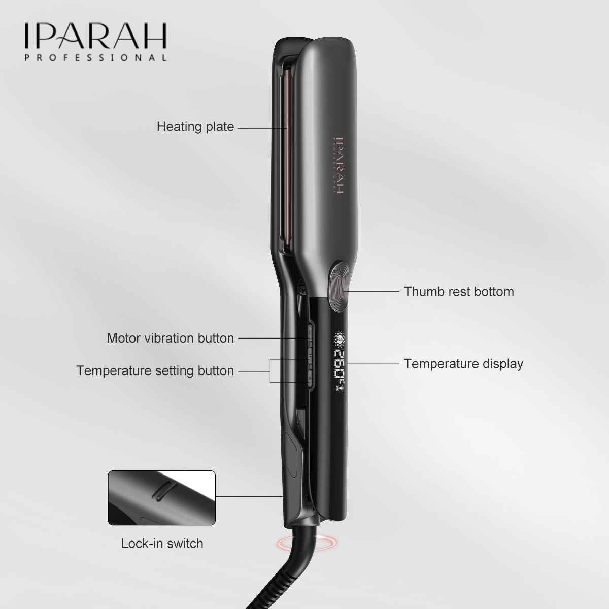 IPARAH Professional Wide Flat Iron Hair Straightener – Fast Heat, Ionic Styling