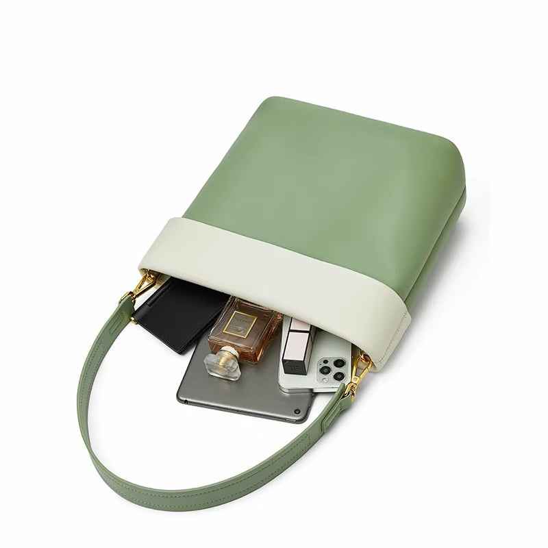 Genuine Leather Bucket Bag – Luxury Crossbody Shoulder Purse