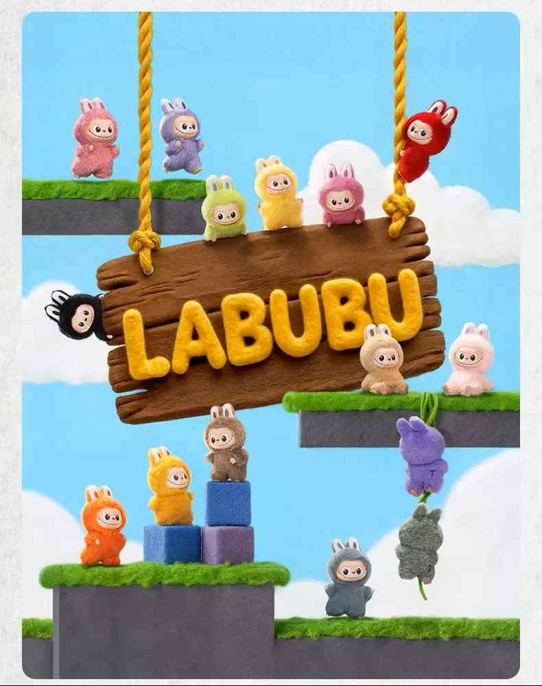 Mini POPMART V4 Labubu Plush Keychain – A-M & N-Z Blind Box Mystery
