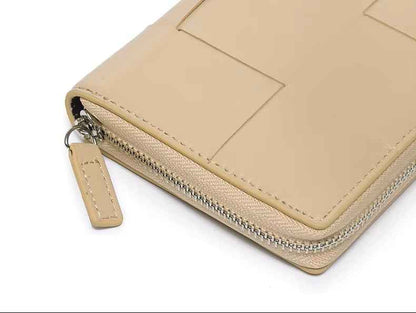 Slim Woven Leather Wallet – Luxury Cowhide Card Purse for Women