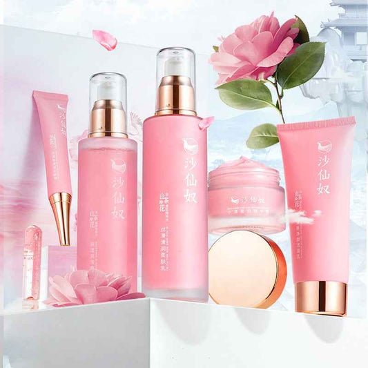 Pink Vegan Hydration Skincare Set – 11-Piece Anti-Aging Camellia Facial Care Gift Kit