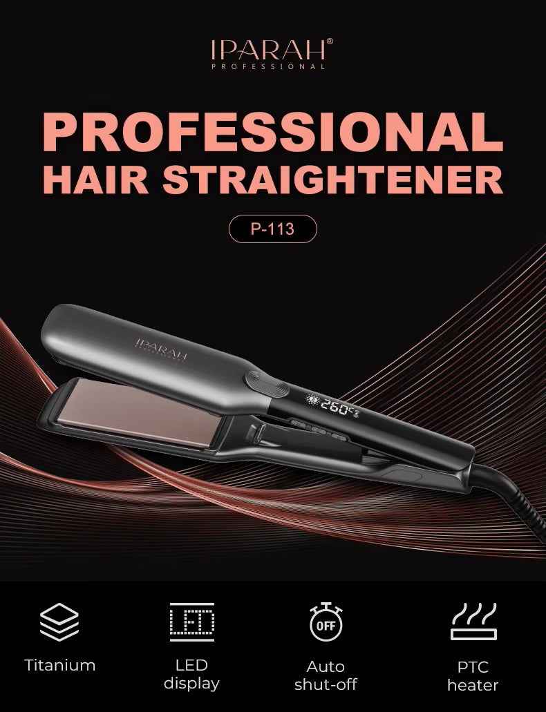 IPARAH Professional Wide Flat Iron Hair Straightener – Fast Heat, Ionic Styling