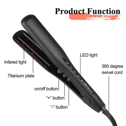 GLADAY Hair Straightener - 3-in-1 Red Infrared Titanium Tool, 230°C