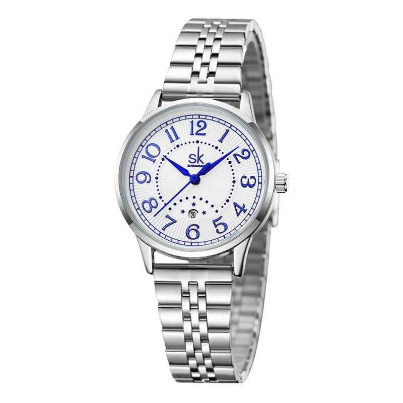 Shengke K0200L Luxury Women’s Watch – Stainless Steel Band, Waterproof, Calendar Reloj Mujer