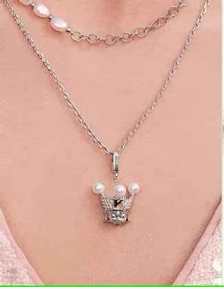 POP MART Labubu Popop Royal Molly Silver Necklace - 925 Silver Jewelry
