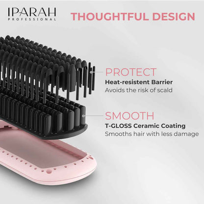 IPARAH P-282 Ionic Hair Straightener Brush | Ceramic Coating Electric