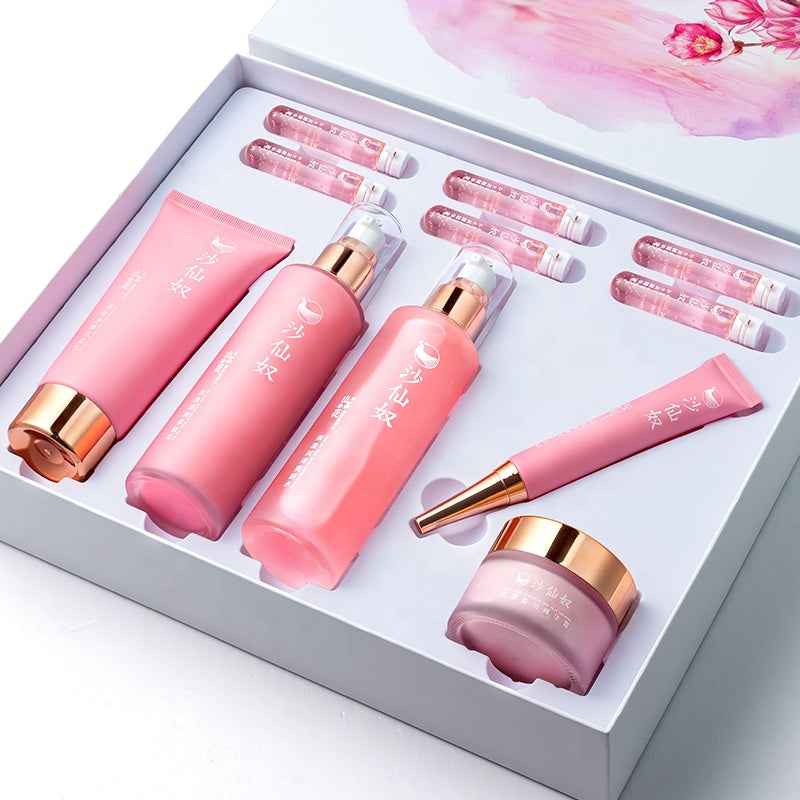 Pink Vegan Hydration Skincare Set – 11-Piece Anti-Aging Camellia Facial Care Gift Kit