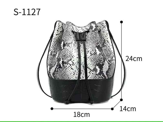 Luxury Snakeskin Leather Bucket Bag – Designer Drawstring Purse