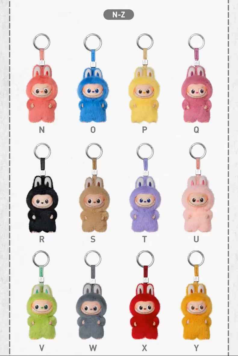 Mini POPMART V4 Labubu Plush Keychain – A-M & N-Z Blind Box Mystery