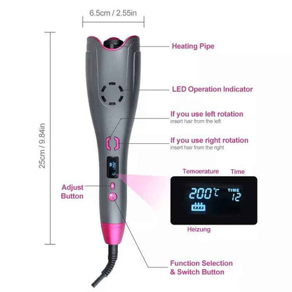 FivePlus 360° Automatic Rotating Hair Curler – Electric Curling Wand