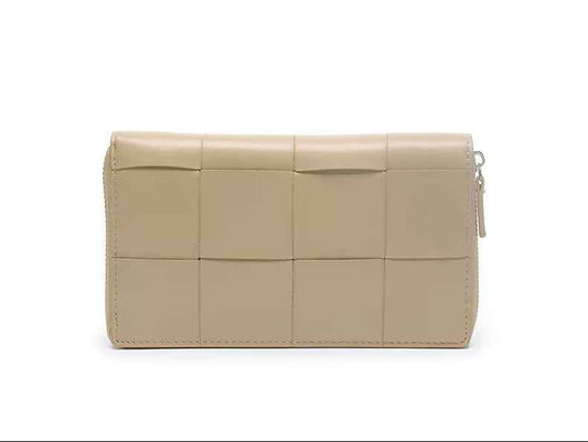 Slim Woven Leather Wallet – Luxury Cowhide Card Purse for Women