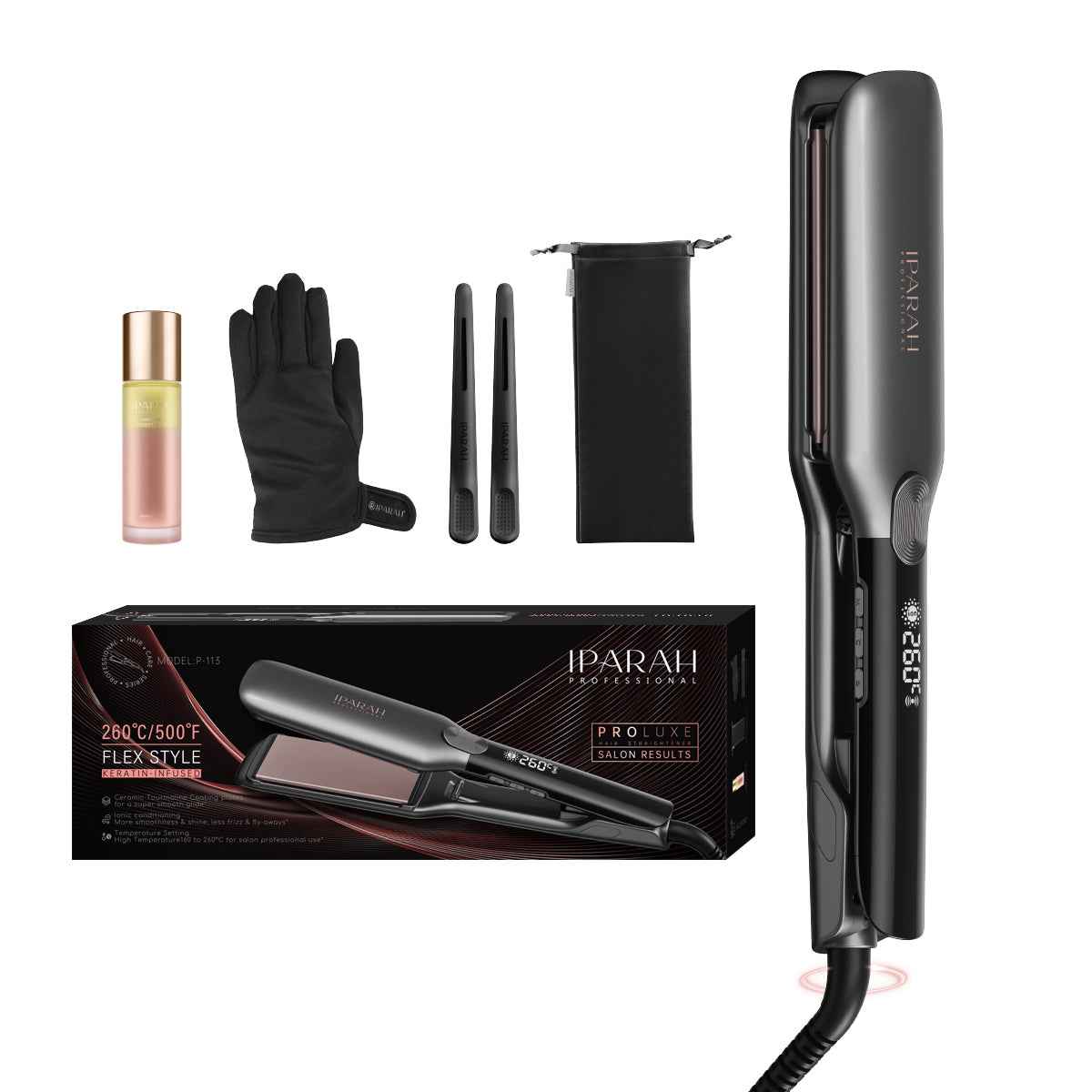 IPARAH Professional Wide Flat Iron Hair Straightener – Fast Heat, Ionic Styling