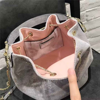 Luxury Snake Skin Leather Bucket Bag – Fashion Tote for Women