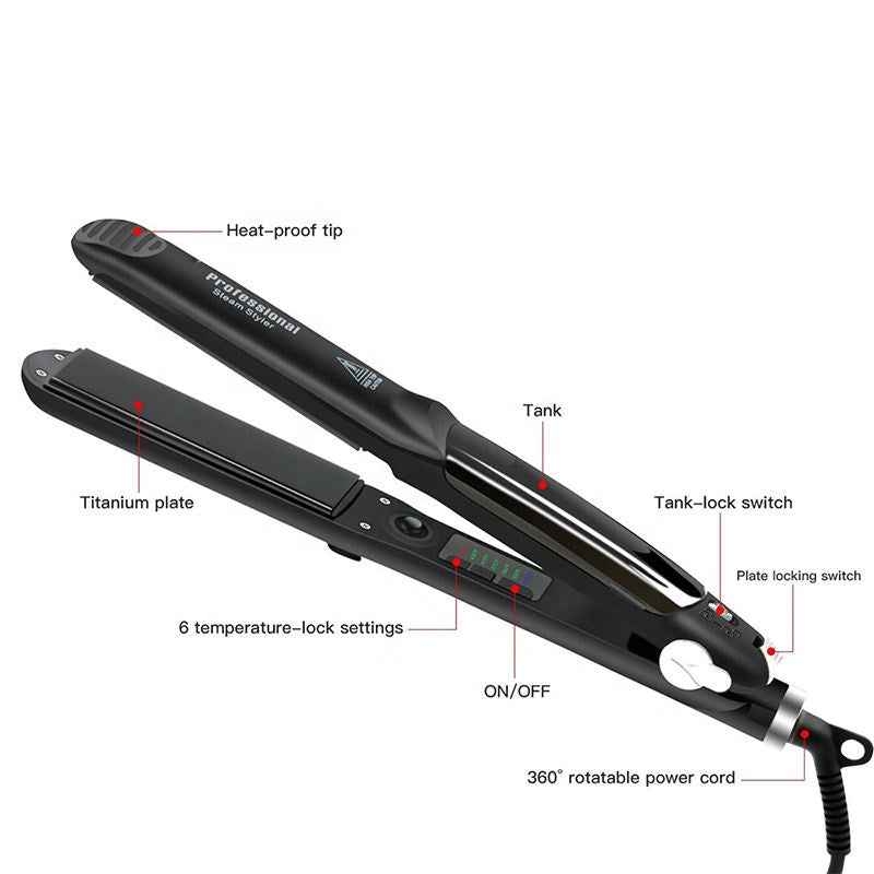 GLADAY Tourmaline Steam Hair Straightener – 230°C LED Flat Iron