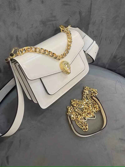 Serpenti Leather Crossbody Bag – Maxi Chain Luxury Designer Bag