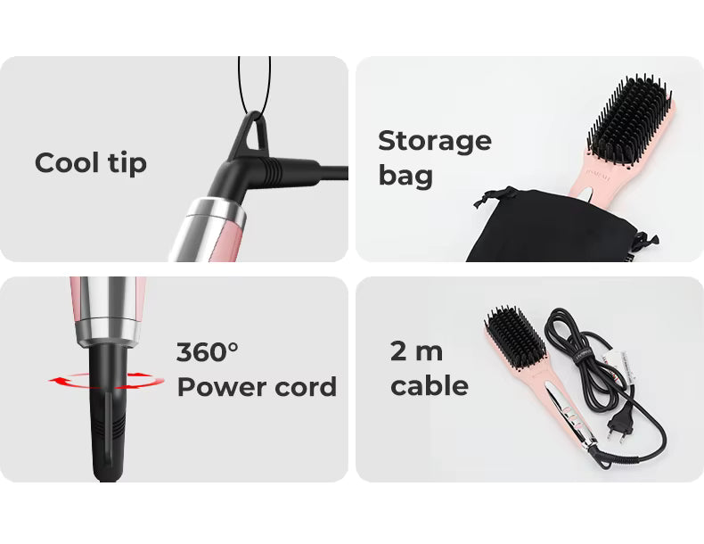 IPARAH P-282 Ionic Hair Straightener Brush | Ceramic Coating Electric