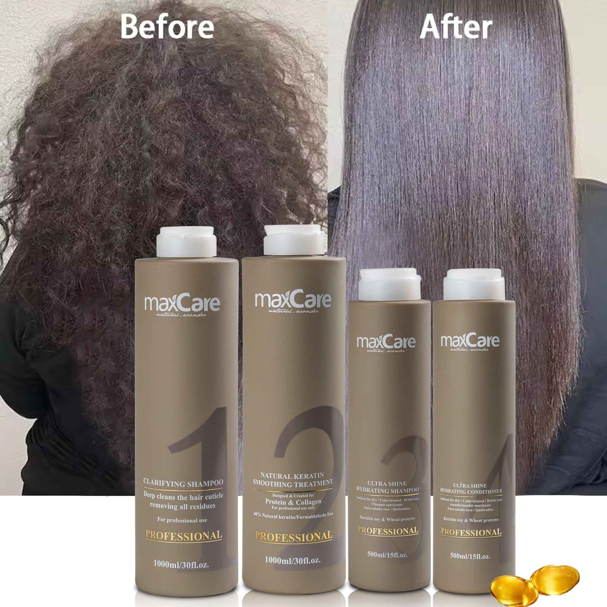 MaxCare Brazilian Keratin Treatment Full Set – Long-Lasting Anti-Frizz