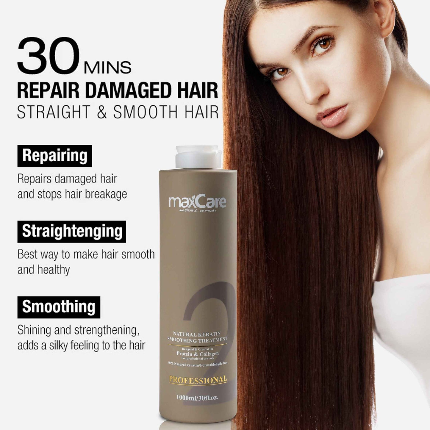MaxCare Brazilian Keratin Treatment Full Set – Long-Lasting Anti-Frizz