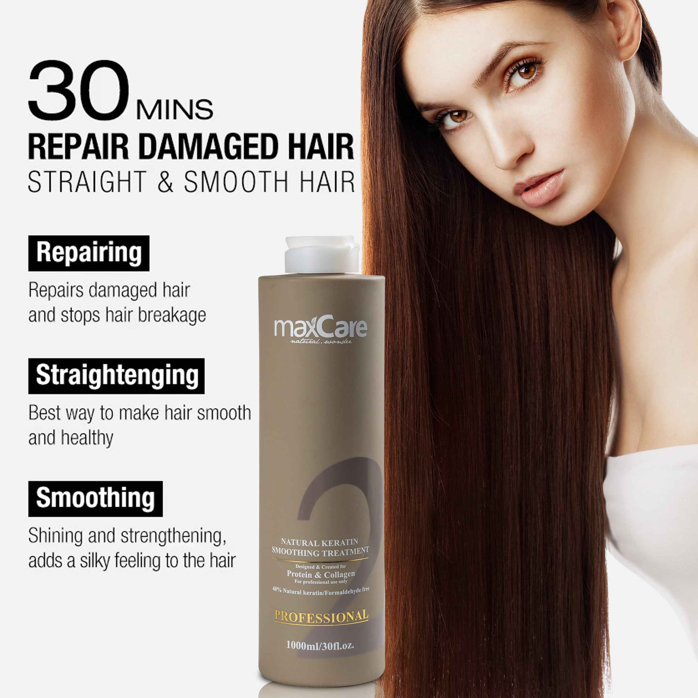MaxCare Brazilian Keratin Treatment Full Set – Long-Lasting Anti-Frizz