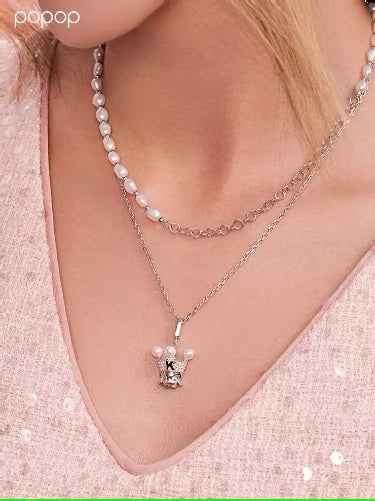 POP MART Labubu Popop Royal Molly Silver Necklace - 925 Silver Jewelry