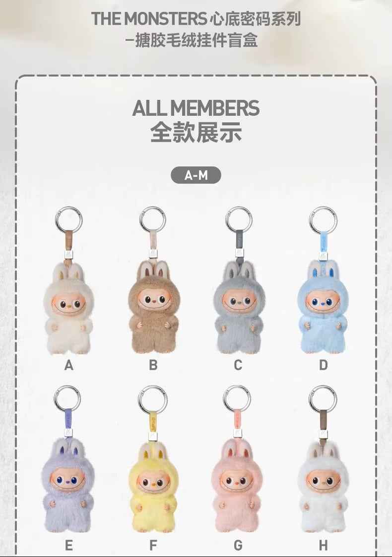 Mini POPMART V4 Labubu Plush Keychain – A-M & N-Z Blind Box Mystery