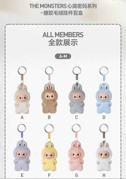 Mini POPMART V4 Labubu Plush Keychain – A-M & N-Z Blind Box Mystery