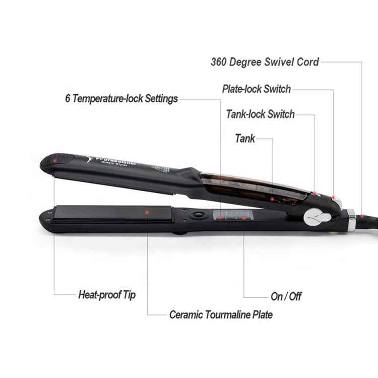 GLADAY Tourmaline Steam Hair Straightener – 230°C LED Flat Iron