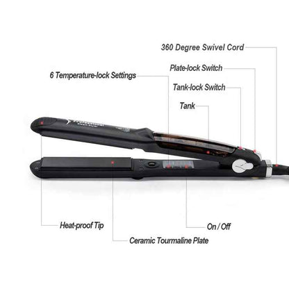 GLADAY Tourmaline Steam Hair Straightener – 230°C LED Flat Iron
