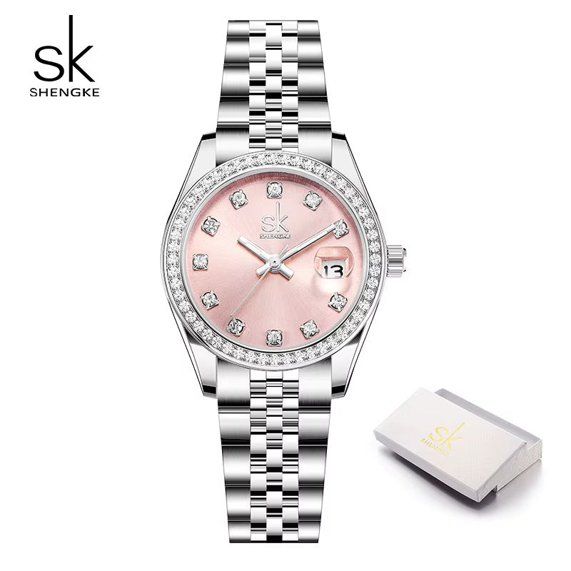 Shengke Luxury Ladies Quartz Watch – Diamante Design, Fashionable Women’s Wristwatch | Top Seller & Perfect Gift