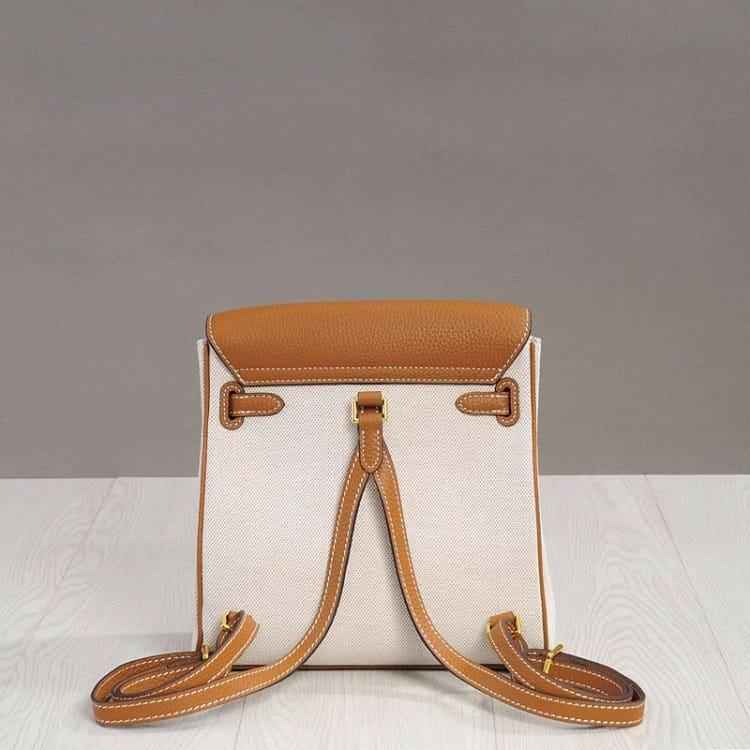 Luxury Leather Backpack Tote - Vintage Kelly-Inspired Design for Elegant Carrying