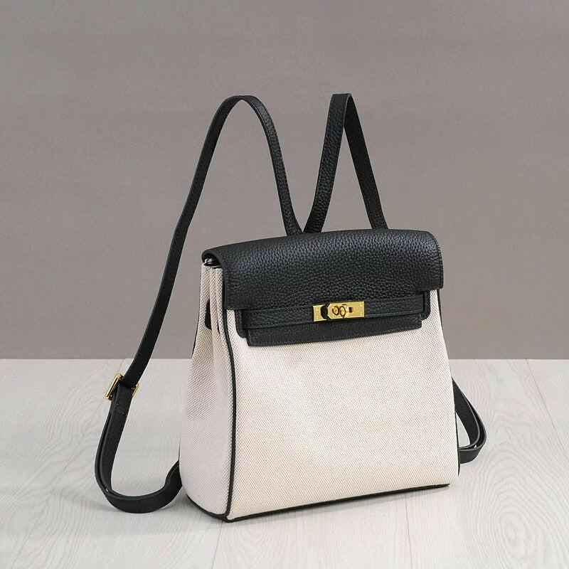 Luxury Leather Backpack Tote - Vintage Kelly-Inspired Design for Elegant Carrying