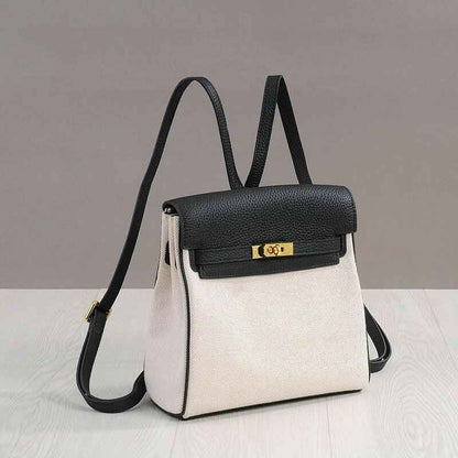 Luxury Leather Backpack Tote - Vintage Kelly-Inspired Design for Elegant Carrying