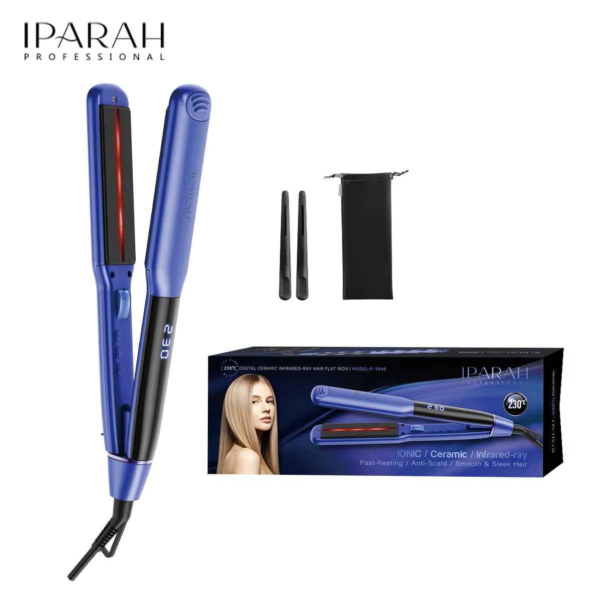 IPARAH Ceramic Flat Iron Hair Straightener with Infrared & Negative Ions