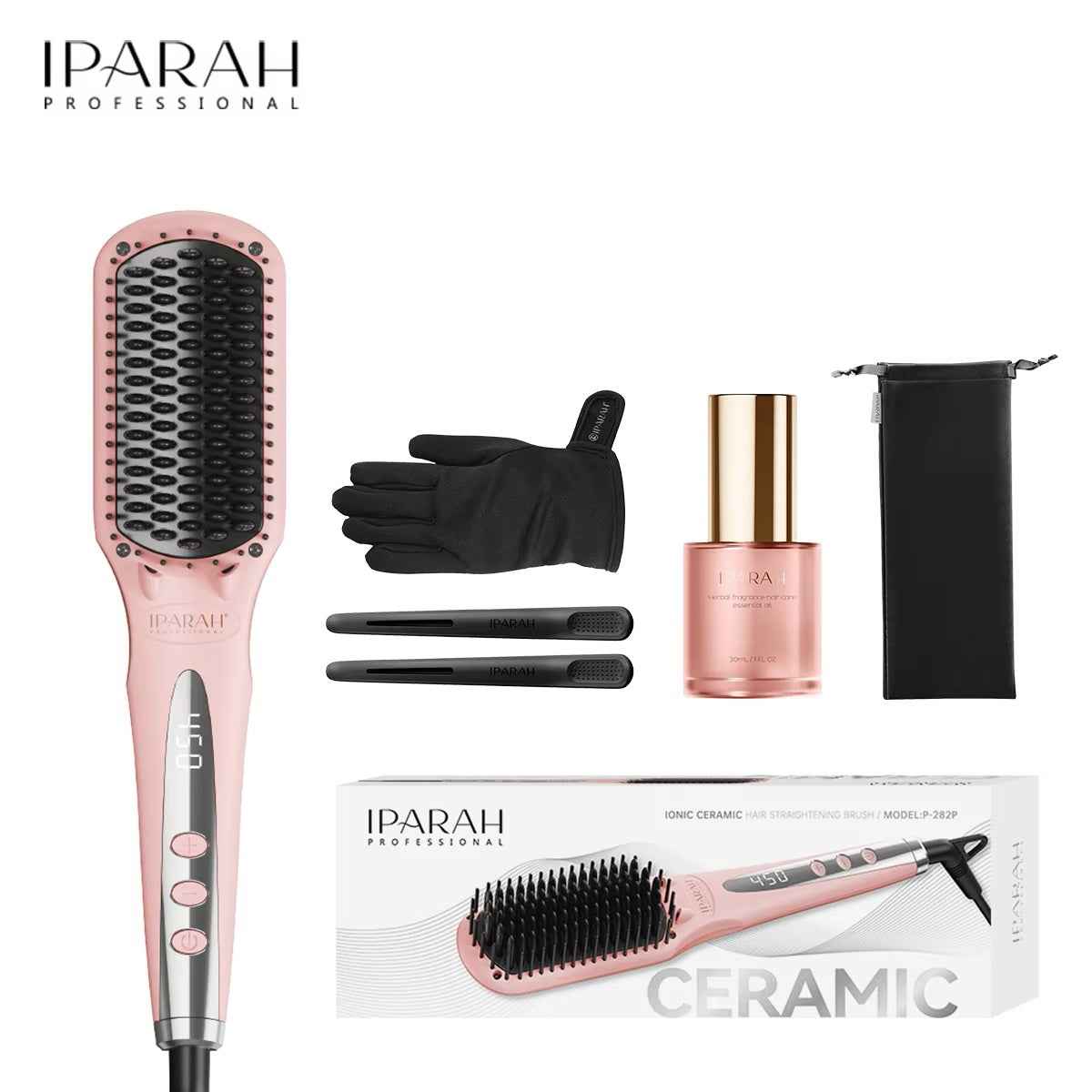 IPARAH P-282 Ionic Hair Straightener Brush | Ceramic Coating Electric
